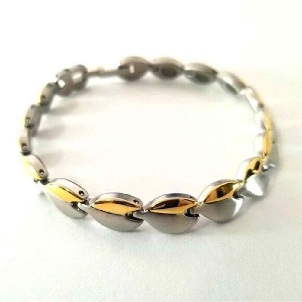 Women’s silver gold stainless steel magnetic bracelet 7.5 inches‎